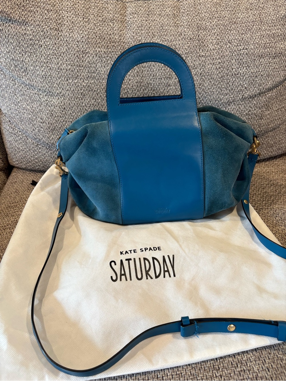 Kate Spade Saturday RARE blue  Suede & Leather Shoulder Bag